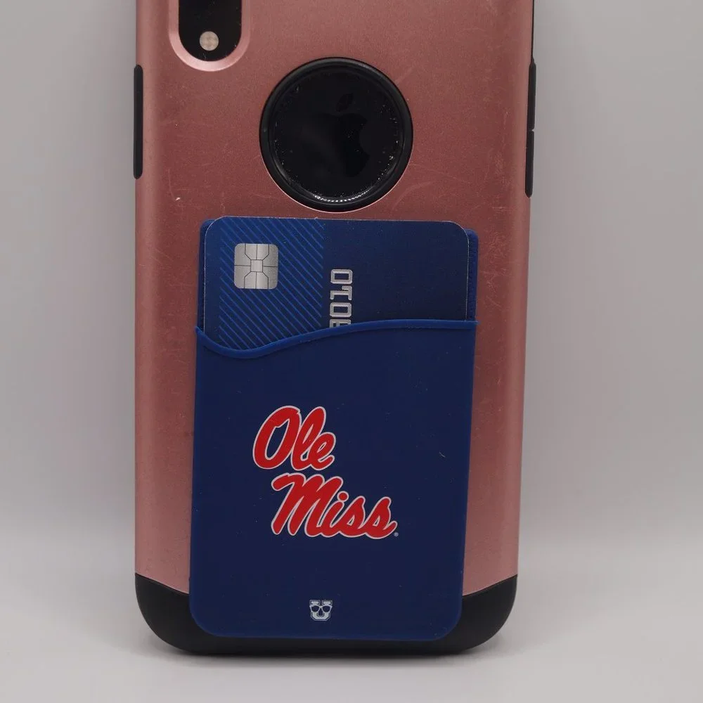 Ole Miss Rebels Silicone Stick On Phone Wallet Card Holder